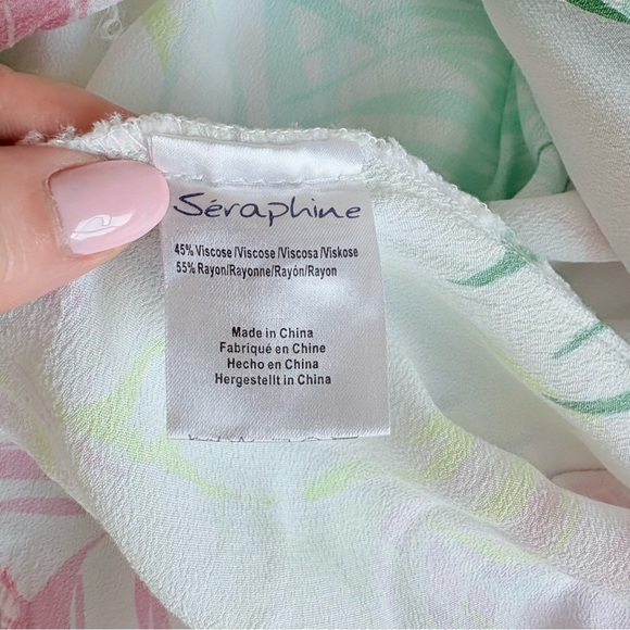 Seraphine Colorful Palm Print Wrap Maternity Dress - Picture 6 of 9